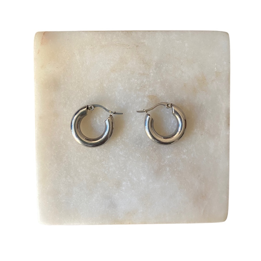Stainless Steel Thick Round Hoop Earrings